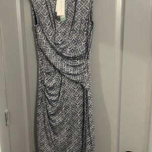 Kut from the Kloth Black and White Ruched Sheath Midi Dress